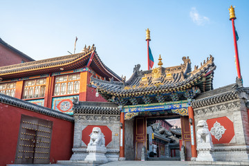 Fototapeta premium Buddhist temple construction in wutai mountain scenic spot