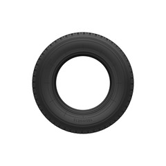 Vehicle tyre isolated black rubber tire. Vector car spare part, round rim wheel protector
