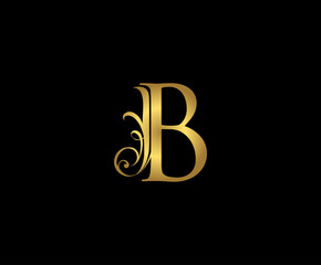 Golden B Luxury Logo Icon, Classy Gold B Letter Logo Design.