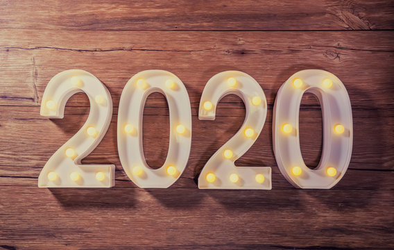 New Year Bright Light Bulb Numbers 2020