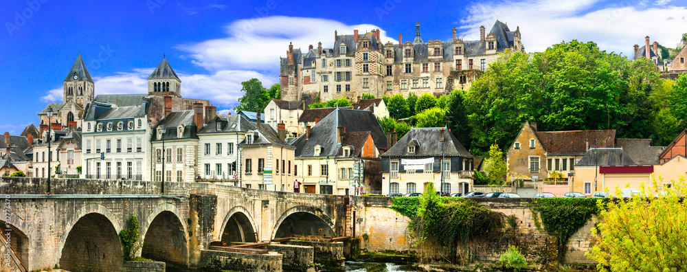 Canvas Prints travel and landmarks of france- pictorial medieval town saint-aignan, loire valley region