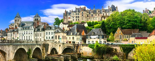 Gardinen Travel and landmarks of  France- pictorial medieval town Saint-Aignan,  Loire valley region © Freesurf