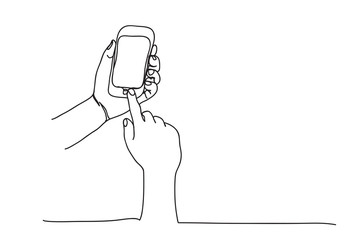 mobile phone, line drawing style,vector design