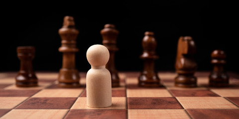 New business leader confrontation with king chess is a challenge for new business player, strategy...