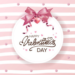 Happy Valentines Day typography poster with handwritten calligraphy text
