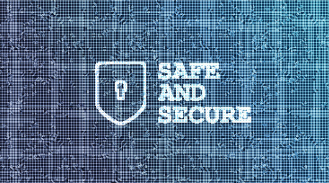 Shield Security with safe and secure text design,protection and Safety Concept on technology background,vector
