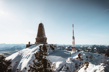 Summit of the Gruenten (Grünten) mountain in Bavaria, Germany. Not far from there, on the lower crest, is a radio tower of the Bavarian Broadcasting Corporation.