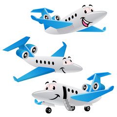 set bundle cartoon of private jet plane character