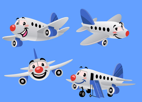 set bundle of cartoon airplane