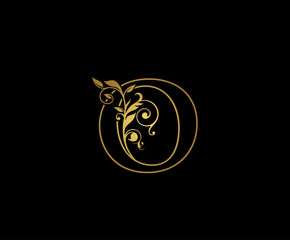 Golden O Luxury Logo Icon, Classy O Floral Letter Logo Design.