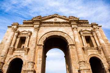 Roman ruins in the Jordanian city of Jerash. The ruins of the walled Greco-Roman settlement of Gerasa just outside the modern city.  The Jerash Archaeological Museum.