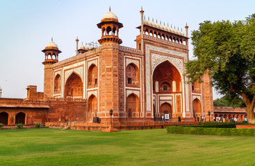 Fototapeta na wymiar The entrance gate of Taj mahal in Agra India