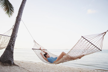 young woman on hammock
