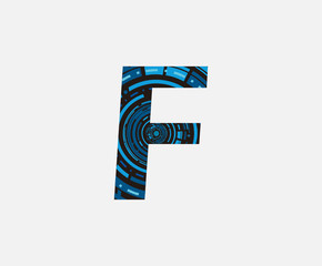 Geometric F Letter Logo. Digital F Letter Design with geometric shape ,perfect for technology,software, network and science brand.