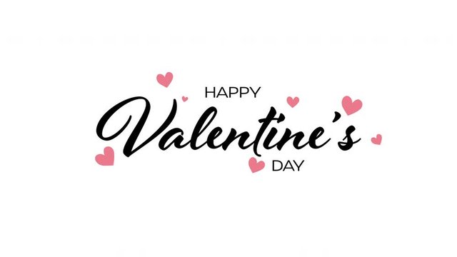 Happy Valentine's Day typography handwritten calligraphy text with heart popup on white background. For Valentines day concept