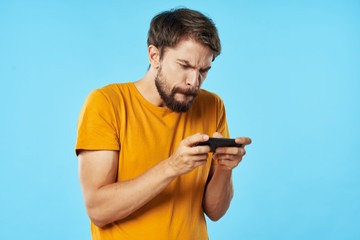 man using digital tablet