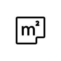square meter icon vector. A thin line sign. Isolated contour symbol illustration