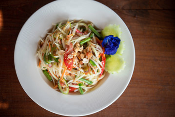 Top view Papaya Salad.