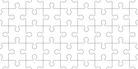 Seamless of black and white puzzle pieces isolated on white background. Vector illustration - obrazy, fototapety, plakaty