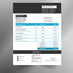 Invoice minimal design template. Bill form business invoice accounting.