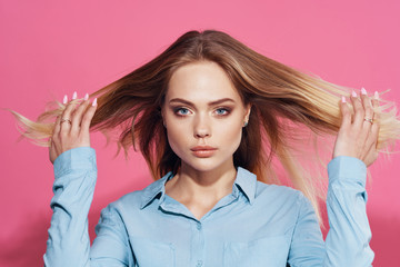 portrait of young woman with long hair