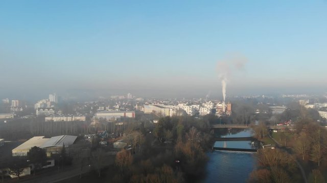 Flug über die Lahn in Gießen im Januar