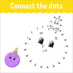 Dot to dot. Draw a line. Handwriting practice. Learning numbers for kids. Activity worksheet. With answer. Game for toddler. Isolated vector illustration. Cute character. Cartoon style.