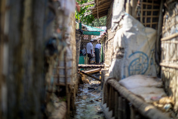 sewage system in rohingya refugee camp in ukhia bangladesh