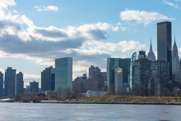 Midtown Manhattan Skyline along the East River in New York City