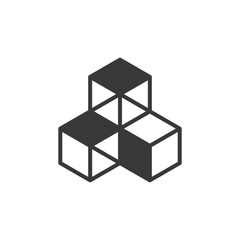 3D three cubes construction, company logo design. Stock Vector illustration isolated on white background.