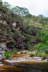 Cachoeira do Capivara Ecoparque, próximo ao Mirante de furnas vista de cima dos Cânions na cidade de Campitólio, Minas Gerais Brasil rota dos queijos serra da canastra