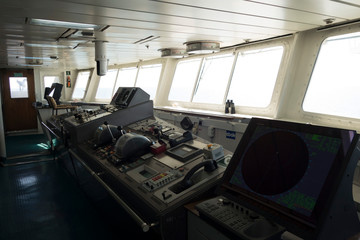 Travel by ferry from Kazakhstan to Azerbaijan on the Caspian sea. From the port of Kuryk to the port of Alat. Seascape.