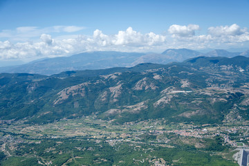 Marsico nuovo village aerial from east, Italy