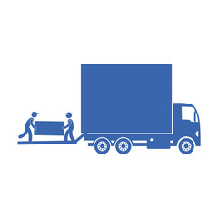 Truck delivery furniture, transportation concept, workers loading