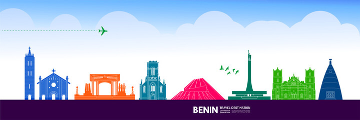 Benin travel destination grand vector illustration.  - obrazy, fototapety, plakaty