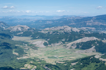 Fototapeta premium Mandrano upland aerial from west, Italy