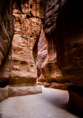 Beauty of rocks and ancient architecture in Petra, Jordan. Ancient temple in Petra, Jordan