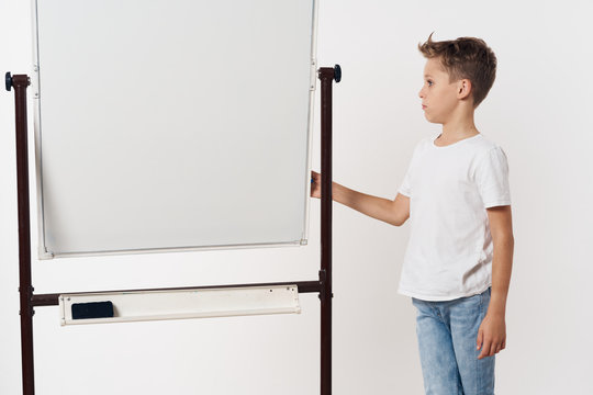 man with blank board