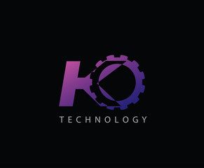 Fototapeta premium Techno Gear K Letter Logo Icon, Creative Service Design Concept.