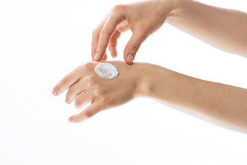 woman hands with french manicure