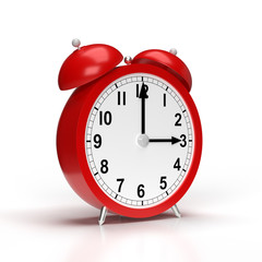 Abstract alarm clock on white background. 3D rendering