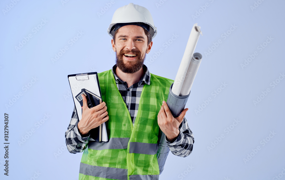 Wall mural construction worker with a hammer