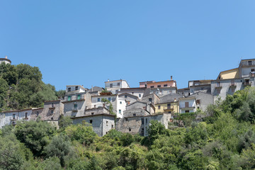 Fototapeta na wymiar old houses at Viggianello uphill village, Italy