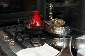 Kitchen utensils on a stove