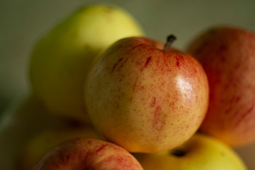 yellow and red apples close-up