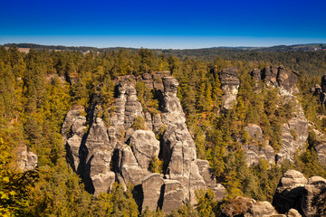 Carola rock in the Elbe Sandstone Mountains, Saxony, Germany, Europe