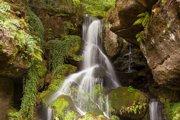 Lichtenhainer waterfall, Kirnitzschtal, Saxon Switzerland, Elbe Sandstone Mountains, Saxony, Germany, Europe