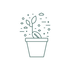 Sprout in Flower Pot Line Art Icon