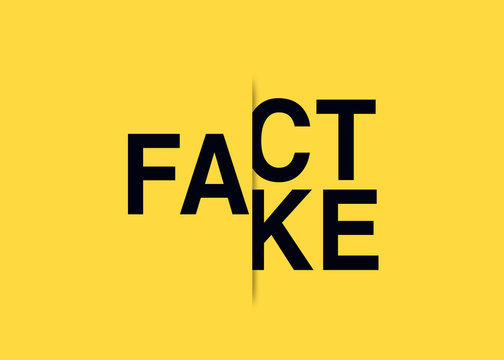 Fact or fake, black letters on yellow background