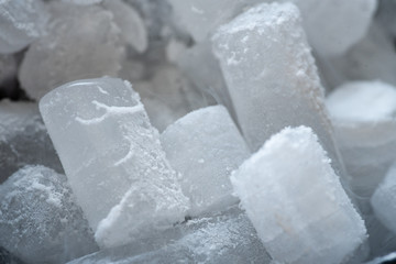 Close-up shot of dry ice cubes - obrazy, fototapety, plakaty